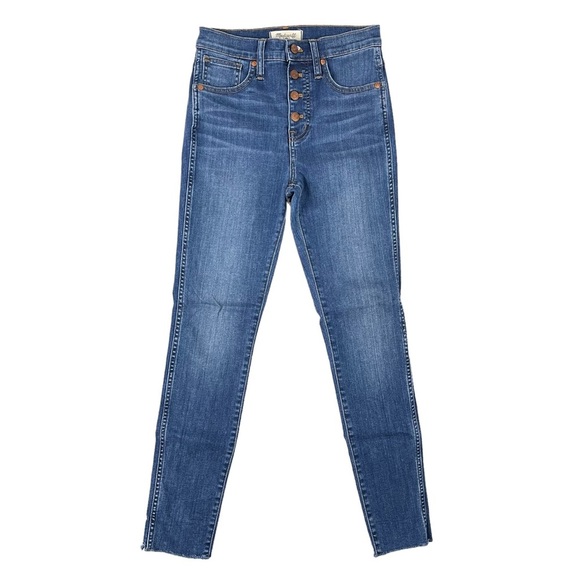 Madewell Denim - Madewell 10" High Rise Skinny Jeans 26 Exposed Button Fly Brinville Wash Blue